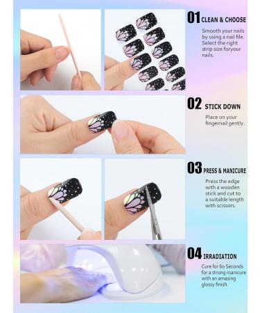 Kalolary Gel Nail Polish Strips Semi Cured Nail Gel Art Sticker Waterproof Full Nail Wraps Decal Sets with Nail File and Stick for Women Girls Nail Art Decor (UV/LED Lamp Required) (14) - Buy Online on SooperMarket.com