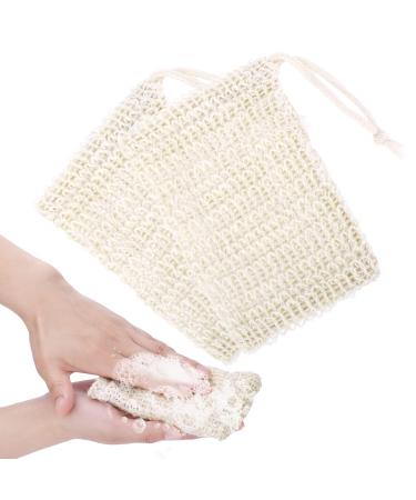 WLLHYF 2 Pcs Soap Bag  Natural Sisal Soap Saver Bag Exfoliating Soap Pouch Mesh for Foaming and Drying Shower Scrubber Soap Net