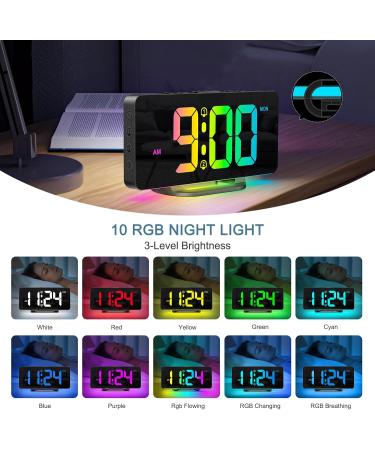 Ankilo Digital Alarm Clock for Deep Sleepers | RGB Color Changing Night Light & Charging Station | Bright LED Bedside Clock for Kids & Adults - Buy Online on SooperMarket.com