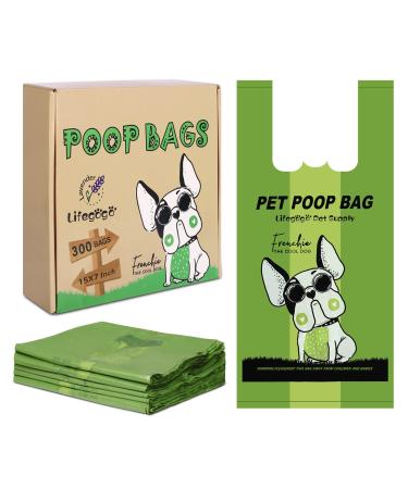 Dog Poo Bags with Tie Handles - 300 x Extra Thick & Leak-Proof Dog Waste Bags Lavender-Scented for Medium-Large Doggy Green 1 count (Pack of 300)