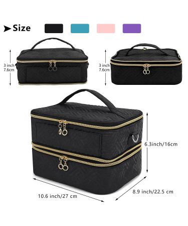 Detachable 2-Layer Nail Polish Organizer | Holds 42 Bottles | Gel Polish Storage & Manicure Tool Holder | Large Makeup & Cosmetic Bag with Dividers | Black - Buy Online on SooperMarket.com