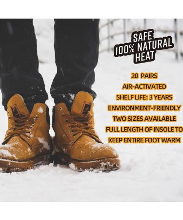 Medlot Heated Insoles Foot Warmer - 20 Pairs, Long Lasting Disposable Boot Shoe Warmers for Men and Women - 10.2x3.3in - Buy Online on SooperMarket.com