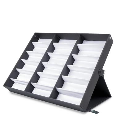 ProSource 18 Slot Sunglasses Organizer Box Stand Display Case/Tray Fabric Lined & Snap Close