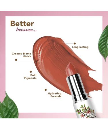 Moisture Matte Lipstick - Rosewood Brown | Long-Lasting Creamy Organic & Vegan | Hydrating Formula | Cruelty-Free | 4gm - Buy Online on SooperMarket.com