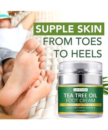 Tea Tree Oil Foot Cream Foot Balm for Cracked Dry Feet Athletes Foot Nail Fungus Hydrates and Moisturizes Callused Feet - Heel Cream All Natural Foot Cream Hand Cream - Helps Soothe Irritated Skin - Buy Online on SooperMarket.com