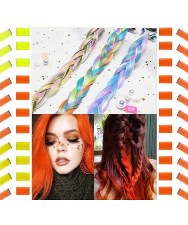 12 Pcs Colored Hair Extensions Colorful Clip in Hair Extensions 22 inch Synthetic Straight Hair Extensions for Kids Girls Women Bright yellow - Buy Online on SooperMarket.com