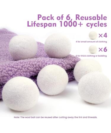 Buy Organic Wool Dryer Balls - 100% New Zealand Wool XL Size 6-Pack | Natural Fabric Softener & Shorten Drying Time - Buy Online on SooperMarket.com