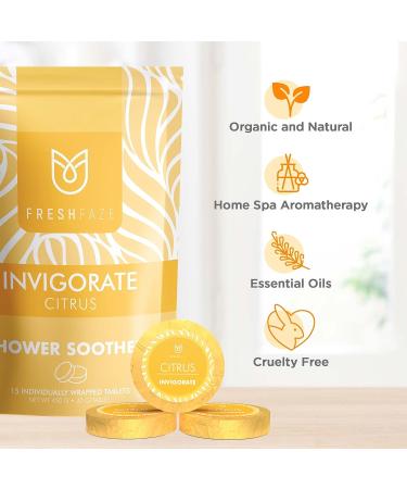 Fresh Faze Citrus Shower Steamer - Self Care Aromatherapy Gift for Women - Organic Essential Oil Shower Bombs - 15 Tablets Citrus Scent - Buy Online on SooperMarket.com