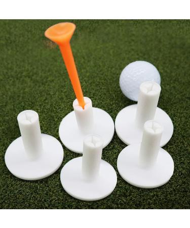 FINGER TEN Golf Rubber Tee Driving Range 5 Pack - Indoor/Outdoor Practice Mat Tee Adaptor Set - White/Black Tee Holder for Hitting Mats, 1.5 Size - Buy Online on SooperMarket.com