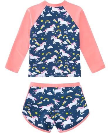Girls Long Sleeve Swimsuit Set | UPF 50+ Protection | 9-10 Years | Pink Unicorn - Buy Online on SooperMarket.com