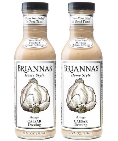 BRIANNAS Asiago Caesar Salad Dressing | Gluten Free, Nut Free, Vegetarian | Made in Small Batches - 12 Fl Oz (2 Pack)