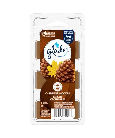 Glade Wax Melts Air Freshener and Odor Eliminator Scented Essential Oils for Home and Bathroom Cashmere Woods 6 Count Cashmere Woods 66 g (Pack of 1)