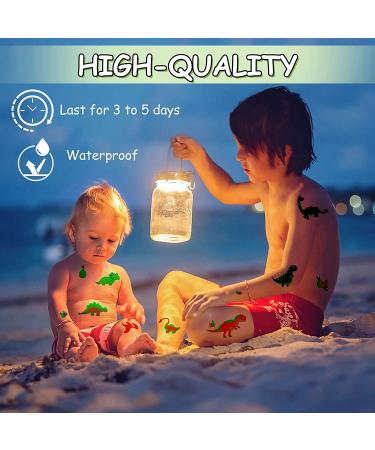 Glow in the Dark Dinosaur Temporary Tattoos - Easy to Use and Choose Your Favorite Design - Buy Online on SooperMarket.com