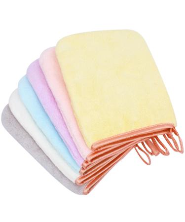 Phogary 6 pieces microfiber washing gloves washcloth coral fleece soft face glove bathing pa cloth reusable make-up remover gloves 6 colors