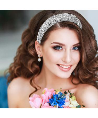 Sibba Rhinestone Padded Hairband - Crystal Beaded Wide Band Headpiece for Women - Buy Online on SooperMarket.com