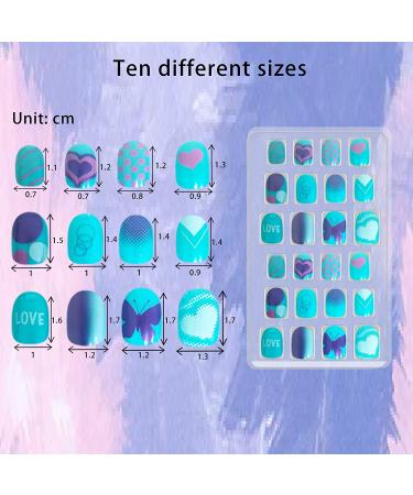 SIUSIO 120Pcs Children Acrylic Fake Nails - 5 Pack Pre-glue Full Cover Glitter Gradient Short False Nail Art Kits - Mermaid Beach Theme - Perfect Christmas Gift for Kids - Buy Online on SooperMarket.com