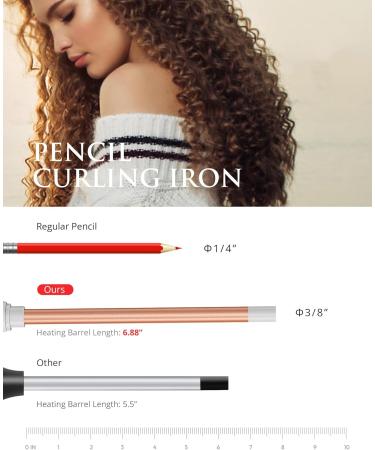 3/8 Inch Curling Iron - Ceramic Skinny Long Barrel LCD Display 9mm Tight Curls Travel-Friendly Dual Voltage Includes Heat Glove - Perfect for Medium Long Hair - White - Buy Online on SooperMarket.com