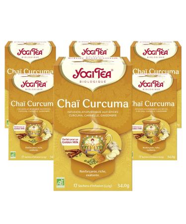 Yogi tea turmeric chai ayurvedic organic spouses and herbal tea ideal for golden milk mixture of turmeric cinnamon and ginger yogi tea 6 Pack 6x17 bags (102 tea bags as a whole)