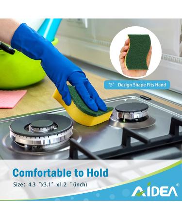 AIDEA Heavy Duty Scrub Sponge-12 Count | Stink Free Eco Scrub Pads for Effortless Cleaning | Dishes, Pots, Pans | 4.3 x 3.12 x 1.2 | Pack of 1 - Buy Online on SooperMarket.com