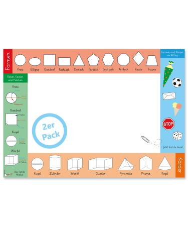 Learn your desk pad children body and shapes |Paper A2 |XXL 25 sheet block for painting writing and scribbling |1 Series 2 and 3 pack |Painting pad girl boys (DIN A2 | 2 Pack)