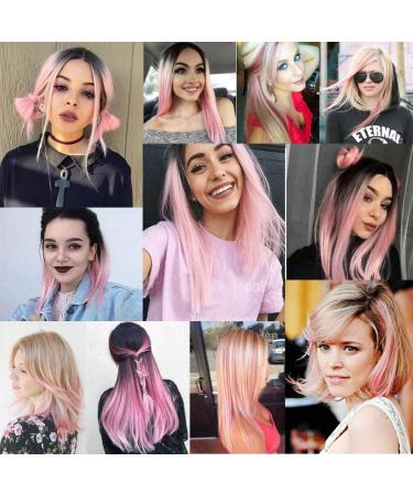 12 Pcs Colored Hair Extensions Colorful Clip in Hair Extensions 22 inch Synthetic Straight Hair Extensions for Kids Girls Women Pink series - Buy Online on SooperMarket.com