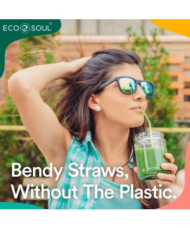 ECO SOUL 100% Compostable Straws - 100 Count, 8.25 inch, Eco-Friendly, Biodegradable, Sustainable, Disposable Straws for Cocktails, Cold Drinks, Smoothies - Bendable - Buy Online on SooperMarket.com