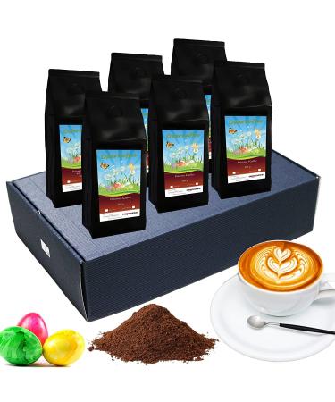 Easter coffee box Easter gift - great box with 6 fabulous coffees of 65g (ground coffee blue cardboard) ground blue cardboard 65 g (6 Pack)