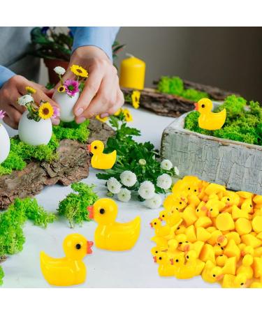 100Pcs Mini Resin Ducks Realistic Micro Landscape Ornament | Cute Baby Bath Toy | Aquarium & Dollhouse Decor - Yellow - Buy Online on SooperMarket.com