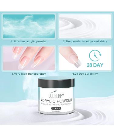 Cooserry 6oz Acrylic Nail Powder and Monomer Liquid Set - Clear Nail Kit with Professional Brush for French Nail Art - Perfect Christmas Gift - Buy Online on SooperMarket.com