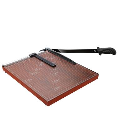 Paper Cutter Heavy Duty A3-B7, 18" Cut Length Guillotine Paper Trimmer for Cardstock Wooden Base, with Safety Blade Lock&Dual Guides, 12 Sheets Capacity, for Home Office Classroom School Red A 3