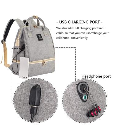 Double Layer Breast Pump Backpack with Cooler & Moistureproof Bag - Grey, USB Charging Port - Ideal for Outdoor Working Moms - Buy Online on SooperMarket.com