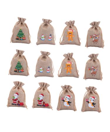 PLAFOPE Holiday Bags 12pcs Christmas Drawstring Bag Candy Bags Xmas Candy Bag Drawstring Storage Bags Miss Cartoon