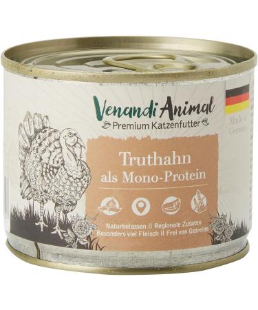 Venandi Animal Premium Wet Cat Food Bundle: Turkey & Veal Monoprotein (6 x 200g 1.2kg) - Healthy & Delicious International Shipping - Buy Online on SooperMarket.com