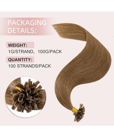 Silk-co U-tip Pre Bonded Hair Extensions 100% Real Remy Human Hair 20inch Nail Tip Keratin Nail Fusion (#06 Light Brown) - Buy Online on SooperMarket.com