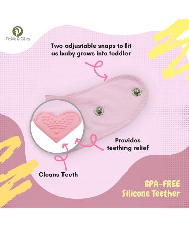 Set of 4 Baby Bandana Teething Bibs with Silicone Teether - Solid Pink Colors - Buy Online on SooperMarket.com