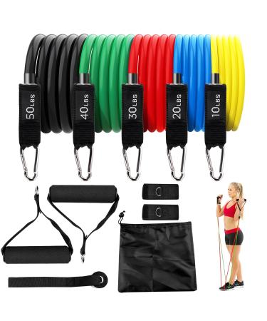 Lectorias 5 Fitness straps Expander Resistance Bands Resistance Bands Fitness Equipment Strength Training Training Bands Training Band with 2 Hands 2 Ankle Straps 1 T r ananker 1 Storage Pocket