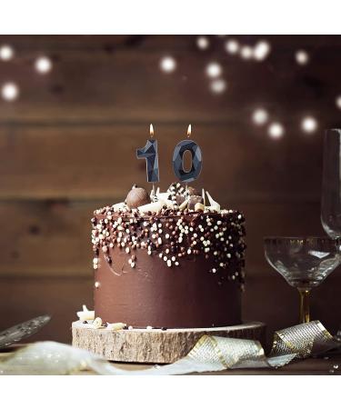 10th Birthday 3D Diamond Number Candle - Black Cake Topper for Family Baking & Theme Party - Buy Online on SooperMarket.com