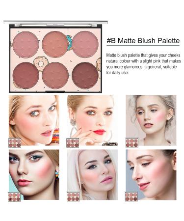 KAYNEST 6 Colors Matte Blush Palette with Marble Makeup Brush - Rose Pink Light-Luxury Contour & Highlight Face Palette (#B) - Buy Online on SooperMarket.com