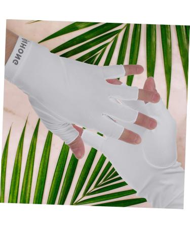 OSALADI 1 Pair Uv Gloves Womens Gloves Nail Lamp Light Nail Gel Uv Hand Protection Gloves for Nails Uv Manicure Gloves Summer Beach Gloves Professional Protection Fingerless Gloves Shield 19.5x8cm White - Buy Online on SooperMarket.com