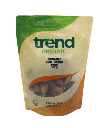 Trend Organic Sun Dried Figs High in Fibre Natural Sugars and Vital Minerals - Potassium Magnesium and Iron - Organic Vegan GMO-Free No Additives No Preservatives Unsulphured Raw 500g