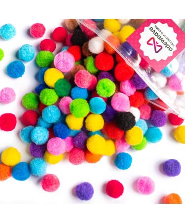 Adeweave 1 Inch 300 Pom Poms - Multicolor Pompoms for Crafts in Assorted Colors  Soft and Fluffy Large pom poms for Crafts in Reusable Zipper Bag