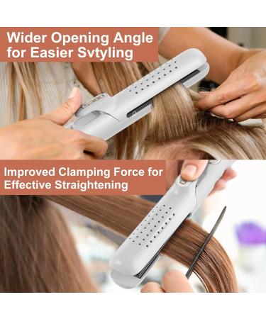 OBEST 360 Airflow Curling Iron & Titanium Flat Iron - 2 in 1 Fast Heat Straightener & Curler with Cooling Air Dual Voltage for Travel - White - Buy Online on SooperMarket.com