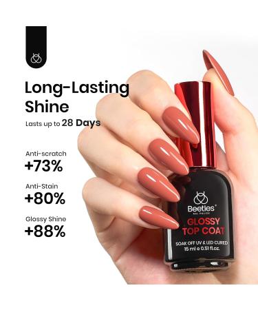 Beetles Glossy Gel Top Coat No Wipe - Clear Long-Lasting Nail Polish for DIY Gel Nails | 0.51 Fl Oz - Buy Online on SooperMarket.com