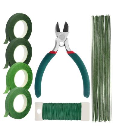Paxcoo Floral Tape and Floral Wire Arrangement Tools Kit with Wire Cutter 26 Gauge Stem Wire and 22 Gauge Paddle Wire for Bouquet Stem Wrap Florist