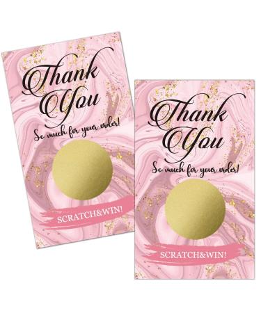 Hafhue 50 Pack Thank You Blank Gift Certificate Scratch Off Cards for Small Business Spa Gold