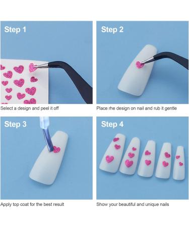 PAGOW 16 Sheets Heart Nail Art Stickers - Self-Adhesive Love Decals for Nail Decoration - Fingernail Stickers for Women, Girls, Kids - Buy Online on SooperMarket.com