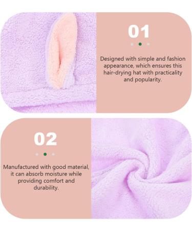 MAGICLULU Hair Protection 4pcs Bunny Ears Dry Hair Hat Hair Ring Quick Dry Coral Fleece Hair Health Violet - Buy Online on SooperMarket.com