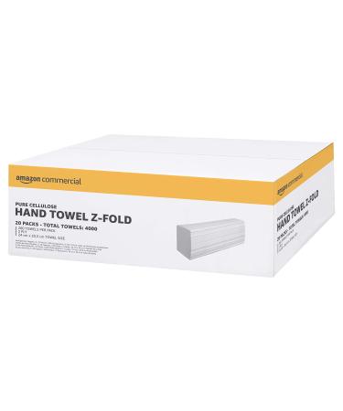 AmazonCommercial 2-layer paper towels Z-fold pure cellulose 4000 pieces 20 packs with 200 leaves white 200 pieces (20 pack) Pure cellulose (2-layer) Z-falz