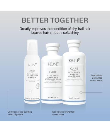 Keune Care Silver Savior Foam Treatment Toning & Moisturizing Leave-In Mousse for Blonde & Grey Hair 6.9 Fl Oz - Buy Online on SooperMarket.com