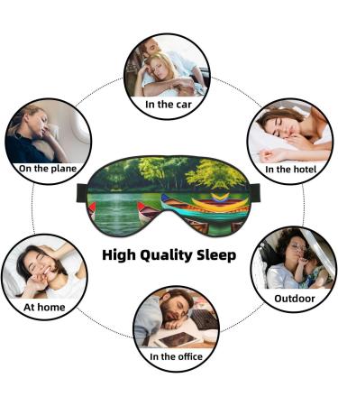 Lake with Boats Canoes Soft Sleep Eye Mask - Breathable Travel Eye Patch for Women | Relax & Unwind - Buy Online on SooperMarket.com
